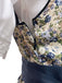 Blaues 50er 3PCS Kleid mit Pufftop und Blumen-Schürze
