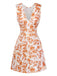 Orange 60er Kleid mit V-Ausschnitt und Blumen
