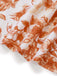 Orange 60er Kleid mit V-Ausschnitt und Blumen