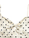 Beige 40er Kleid mit Polka-Dots und Schleife