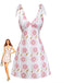 Rosa 60er Kleid mit Spaghettiträger und Blumen