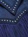 Marineblaue 60er Jeans-Jacke mit Fransen und Nieten