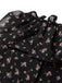 Schwarzes 50er schulterfreies Top mit Streublumen und Spitze