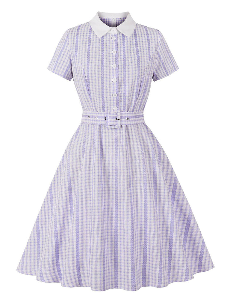 50er Swingkleid mit Streifen und Karo