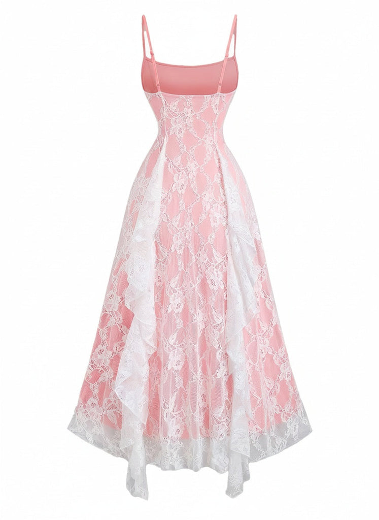 50er Kleid mit Spaghettiträger und Blumen