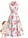 Rosa & Rosa 50er Ärmelloses Swingkleid mit Reverskragen und Knopf