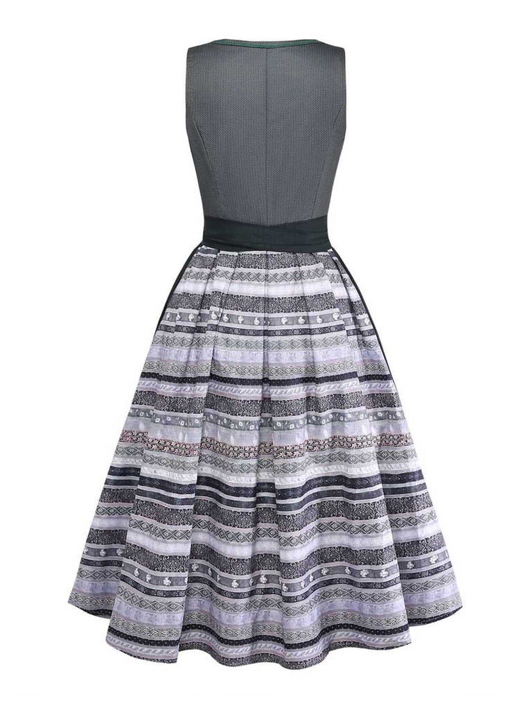 Grünes 50er 2PCS Kleid mit Polka-Dots und Schürze