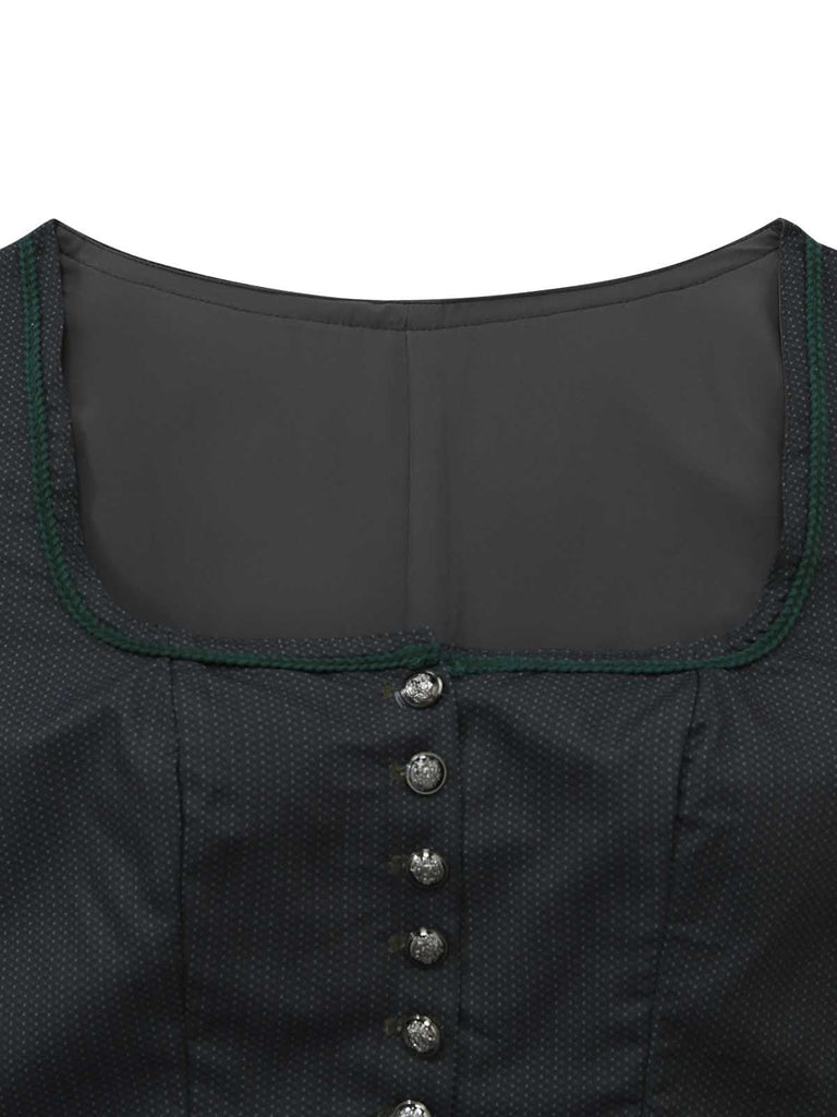 Grünes 50er 3PCS Kleid mit Polka-Dots und Schürze