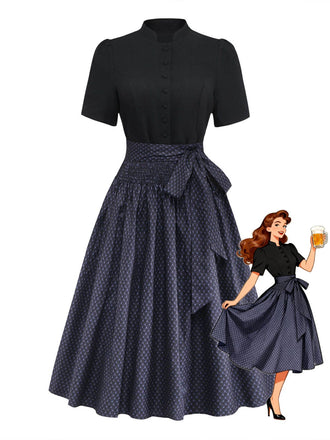 Schwarzes 50er Kleid mit Blumen