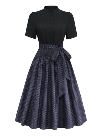 Schwarzes 50er Kleid mit Blumen