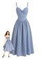 Blaues 40er Kleid mit Gingham und Spaghettiträgern