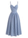 Blaues 40er Kleid mit Gingham und Spaghettiträgern