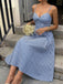 Blaues 40er Kleid mit Gingham und Spaghettiträgern