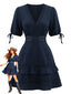 70er Western-Kleid mit Spitzeneinsatz und gestuftem Saum
