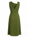 Grünes 60er Raffkleid mit Asymmetrisch und Schnalle
