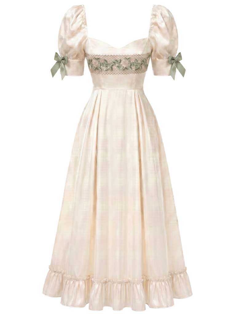 Cremefarbenes 30er Kleid mit Blumen