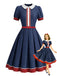 Marineblaues 50er Swingkleid mit Peter-Pan-Kragen