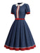 Marineblaues 50er Swingkleid mit Peter-Pan-Kragen