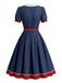 Marineblaues 50er Swingkleid mit Peter-Pan-Kragen