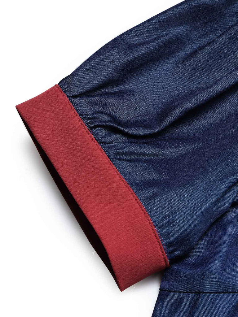 Marineblaues 50er Swingkleid mit Peter-Pan-Kragen