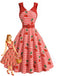Rotes 50er Swingkleid mit Schleife und Gingham