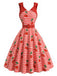 Rotes 50er Swingkleid mit Schleife und Gingham