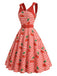 Rotes 50er Swingkleid mit Schleife und Gingham