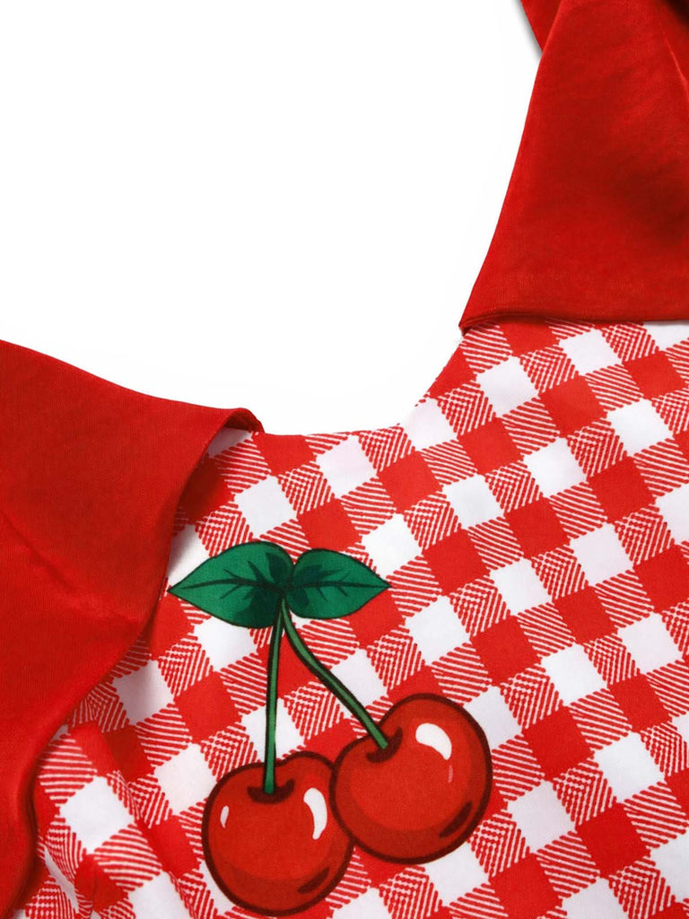 Rotes 50er Swingkleid mit Schleife und Gingham