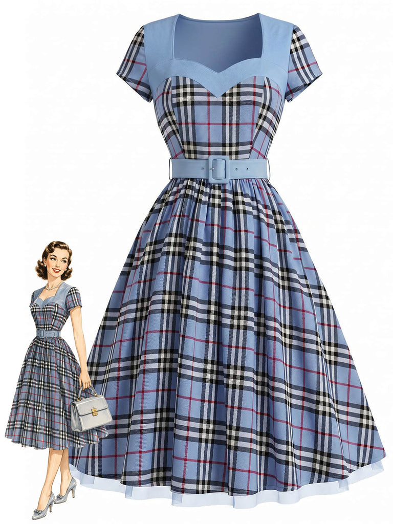40er Kleid mit Herzausschnitt und Patchwork