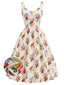 [Vorverkauf] 40er Kleid mit Blumenprint und Herz-Ausschnitt