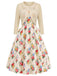 Cremefarbenes 40er Bolero & Kleid Set mit Blumen