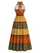 Senfgelbes 70er Kleid mit Neckholder und Rüschen