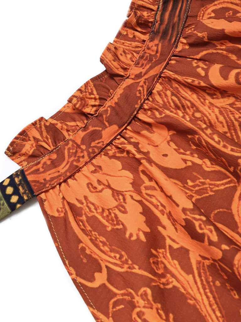 Senfgelbes 70er Kleid mit Neckholder und Rüschen