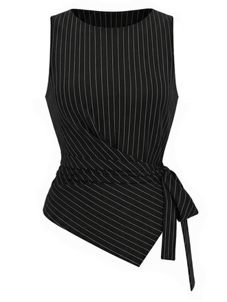 Schwarzes 30er Strick-Top mit Nadelstreifen