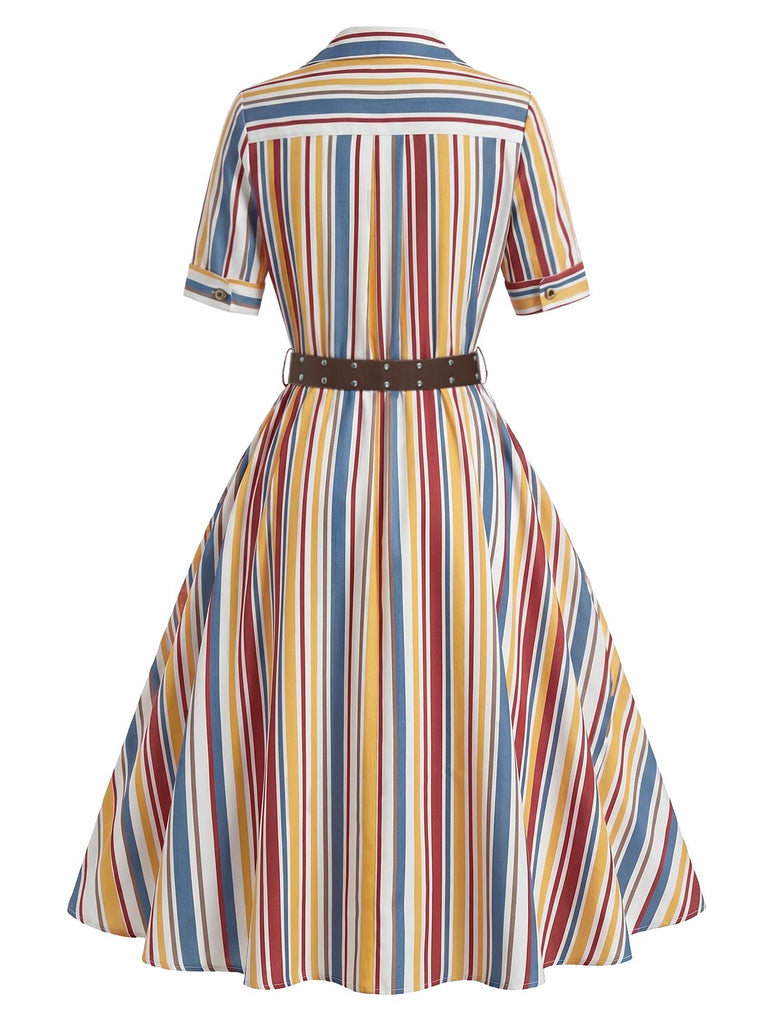 30er Hemdkleid mit Streifen und Gürtel