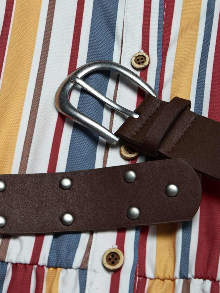 30er Hemdkleid mit Streifen und Gürtel