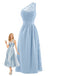Hellblaues 60er Spitzenkleid mit One-Shoulder