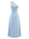 Hellblaues 60er Spitzenkleid mit One-Shoulder