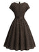 Braunes 50er Swingkleid mit Kappärmel und Polka-Dots