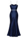 Blaues 30er Slipkleid mit maritimem Besatz