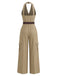 40er Jumpsuit mit V-Ausschnitt und Neckholder