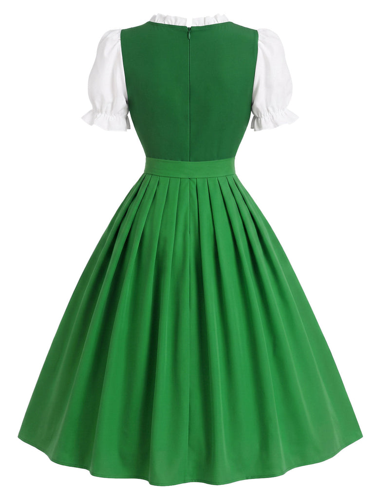 Grün-Blaues 50er Dirndl Set mit Puffärmeln