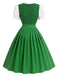Grün-Blaues 50er Dirndl Set mit Puffärmeln