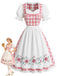 Rosa 50er Kleid mit Schürze und Karo