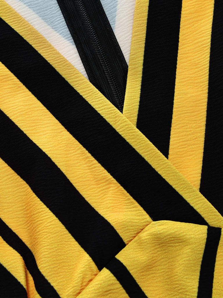 Goldenes 50er Kleid mit Streifen