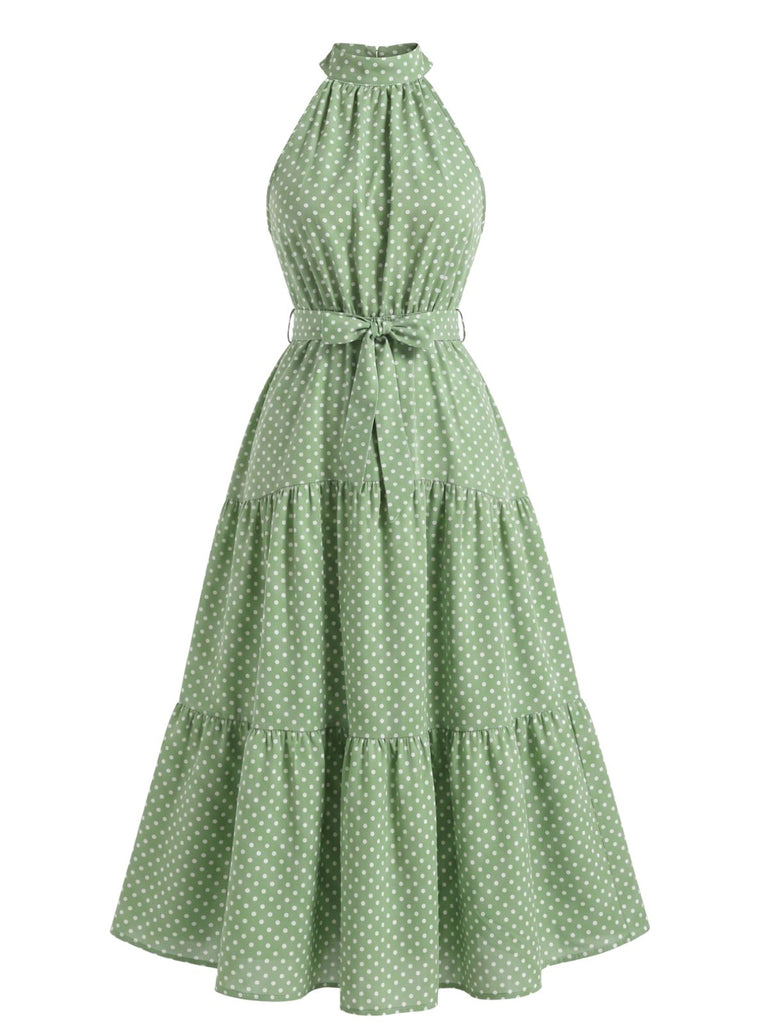 30er Swing-Midikleid mit Polka-Dots und Neckholder