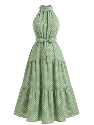 30er Swing-Midikleid mit Polka-Dots und Neckholder