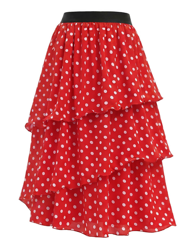 [Pre-Sale] Flame Scarlet 1940s Polka Dot Ruffle Skirt 3