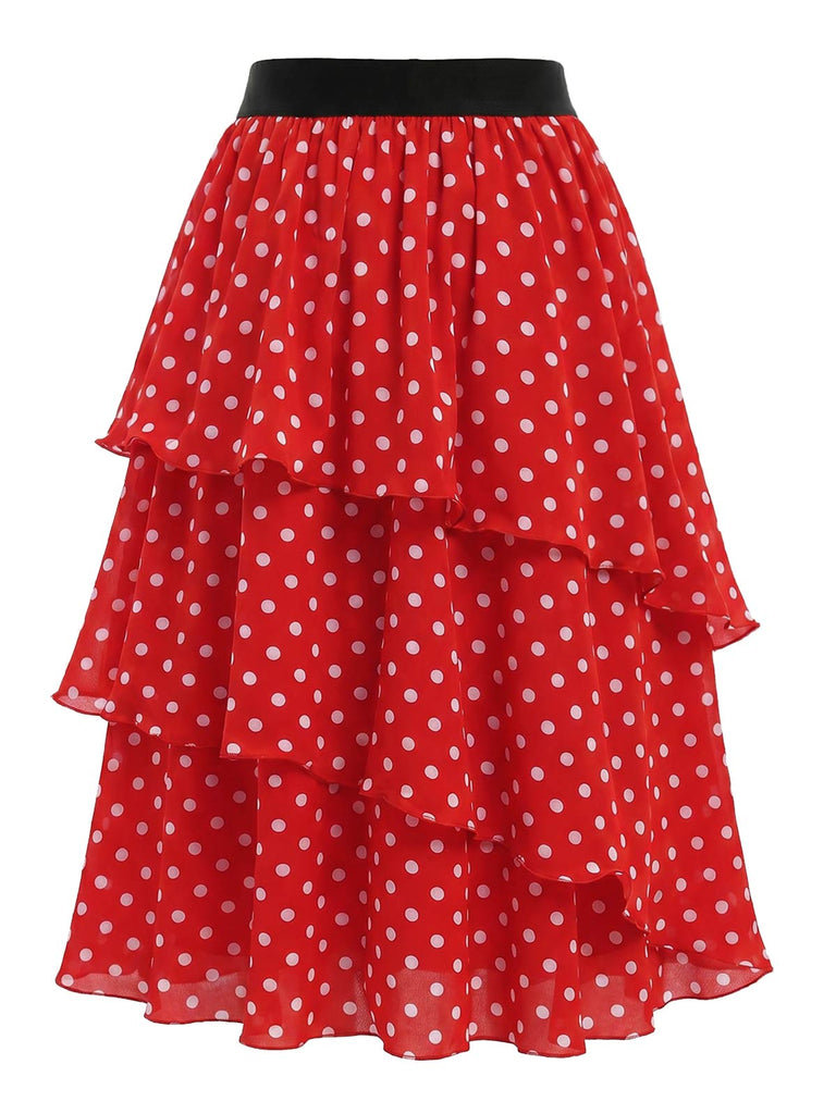 [Pre-Sale] Flame Scarlet 1940s Polka Dot Ruffle Skirt 4