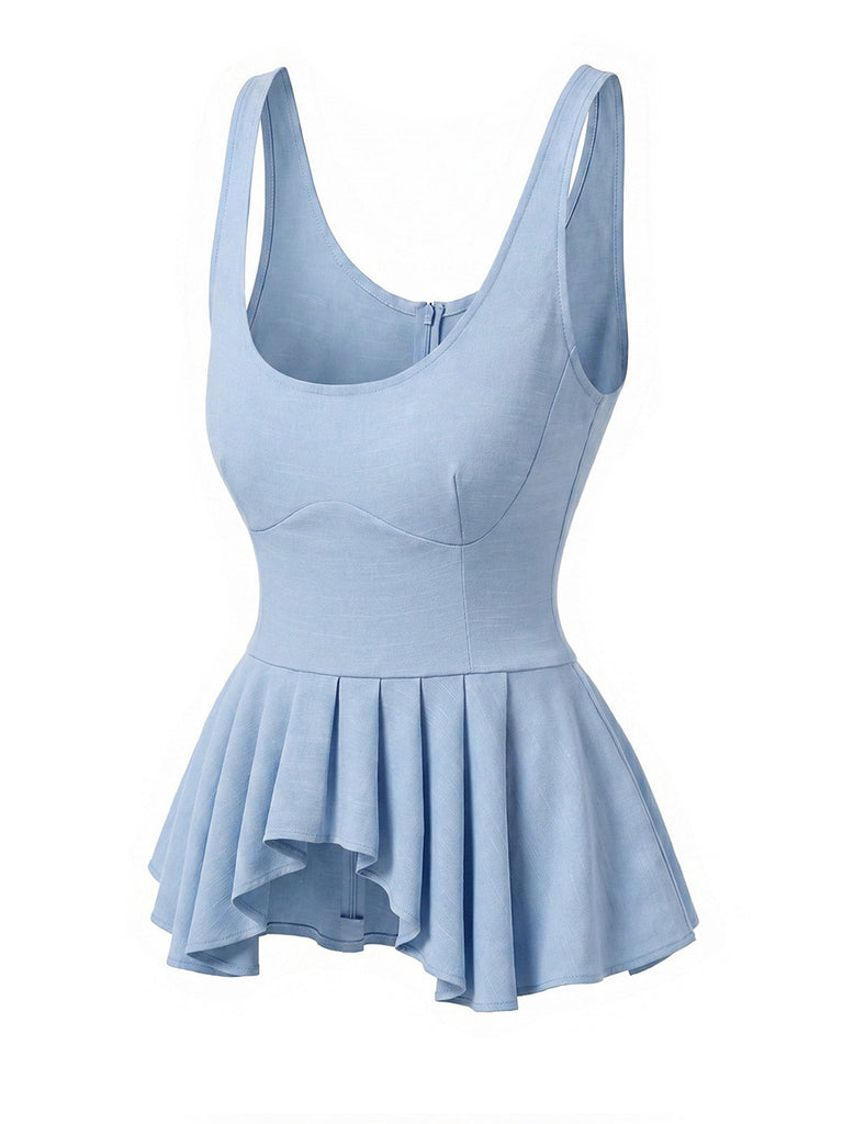 Hellblaues 70er Tanktop mit Trägern